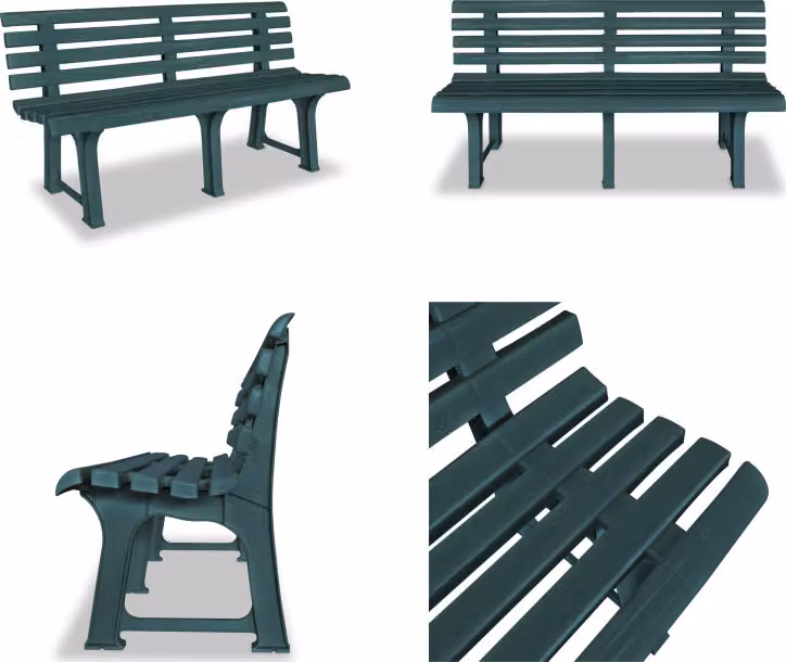 vidaXL Panca da giardino 145,5 cm in plastica verde - Panca da giardino - Panche da giardino - Panca da terrazza - Panche da terrazza