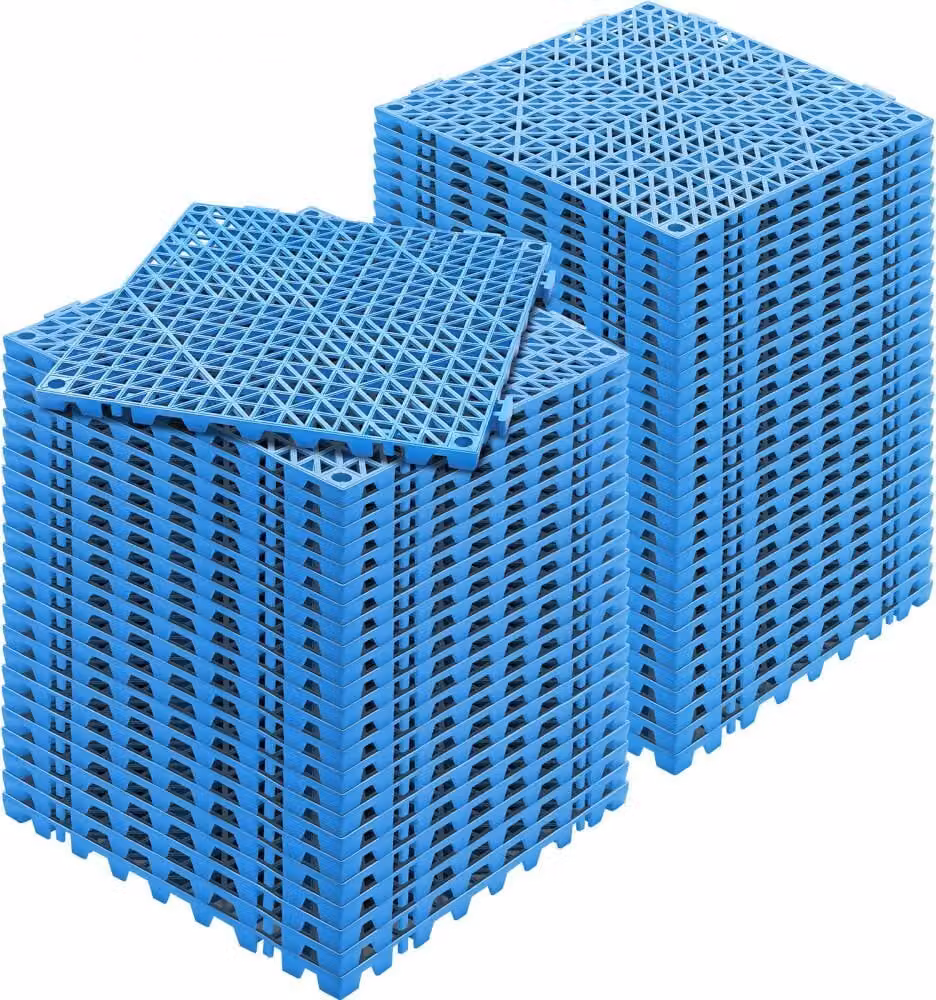 Piastrelle per pavimenti ad incastro 55 pezzi 30x30 cm Piastrelle quadrate Terrazza Blu - Piastrelle di drenaggio in PVC per esterni, bagno, toilette