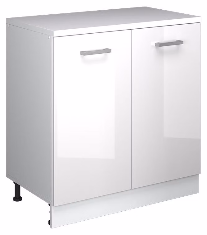 Mobile cucina sottotetto Vicco R-Line Bianco lucido 80 cm senza inclinazione con 2 ante, Model 61826