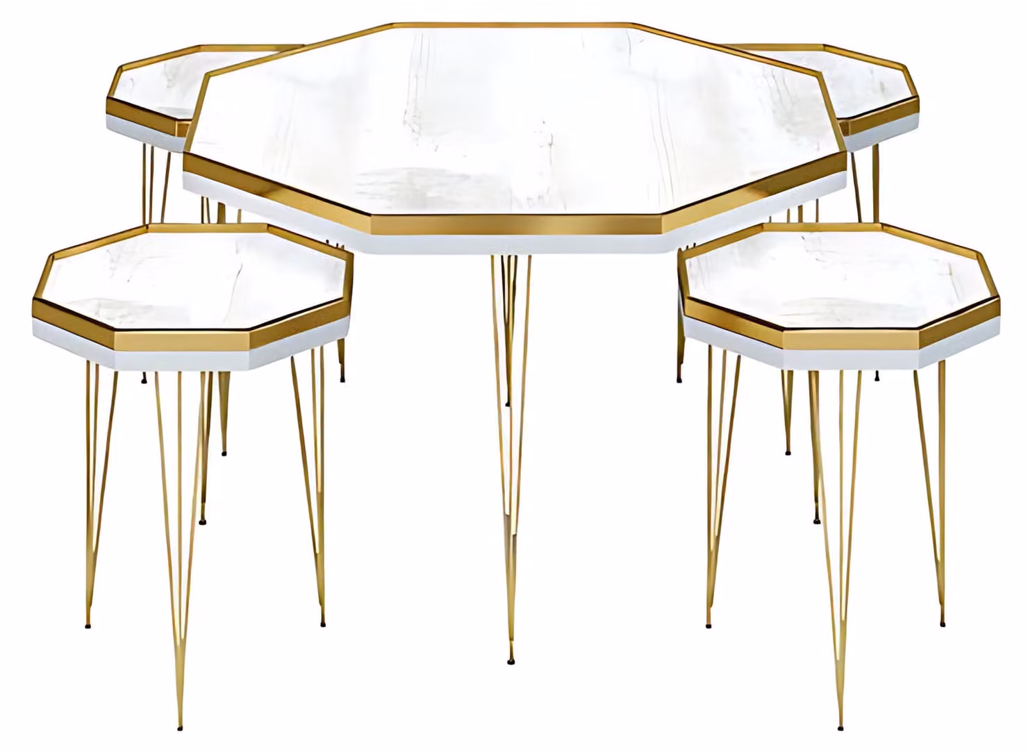 Wohnzimmer-Set Weiß Modern MDF Edelstahl Elegant