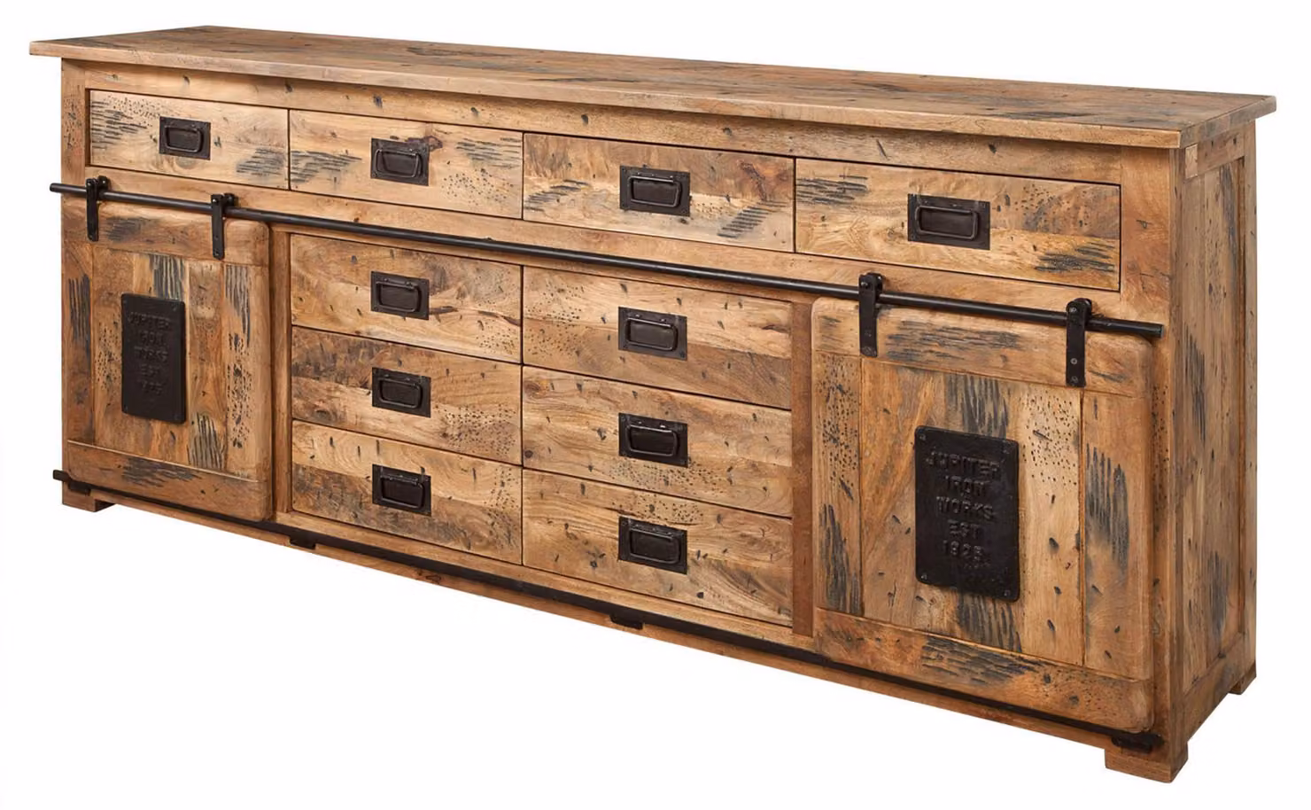 MASSIVMOEBEL24 | credenza in legno di Mango 200x45x90 mango naturale laccato RAILWAY #122