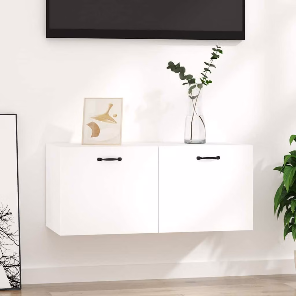 Mobile a parete vidaXL Bianco in Legno Multistrato e MDF, L 80 x P 36,5 x H 35 cm