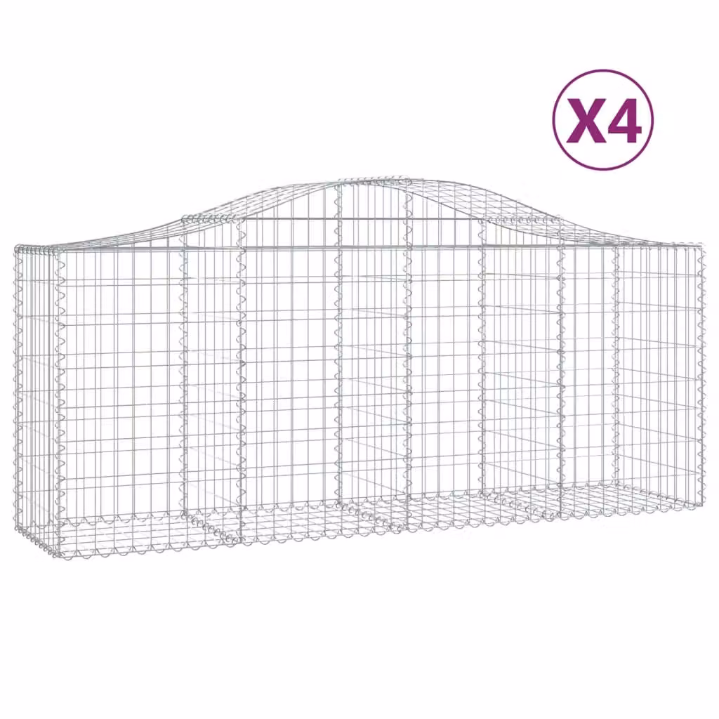 Cesti Gabbioni ad Arco 4 pz 200x50x80/100 cm Ferro Zincato