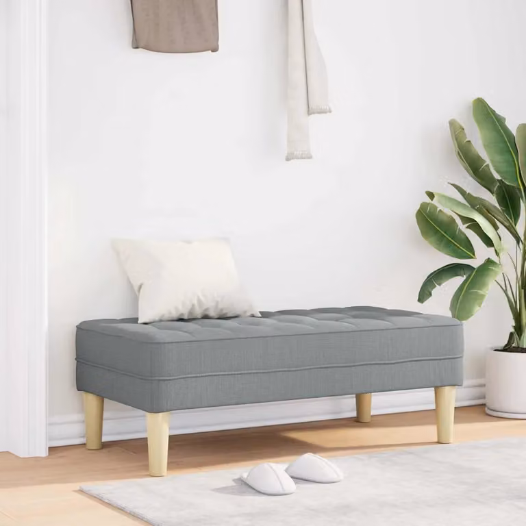 Panchina con cuscino vidaXL in tessuto Grigio chiaro L: 113 cm, P: 57 cm, H: 39 cm
