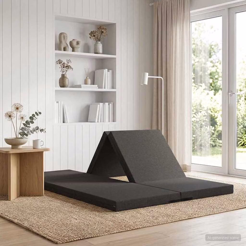 vidaXL Divano Letto Pieghevole Moderno Grigio L: 140 cm, P: 67 cm, H: 15 cm