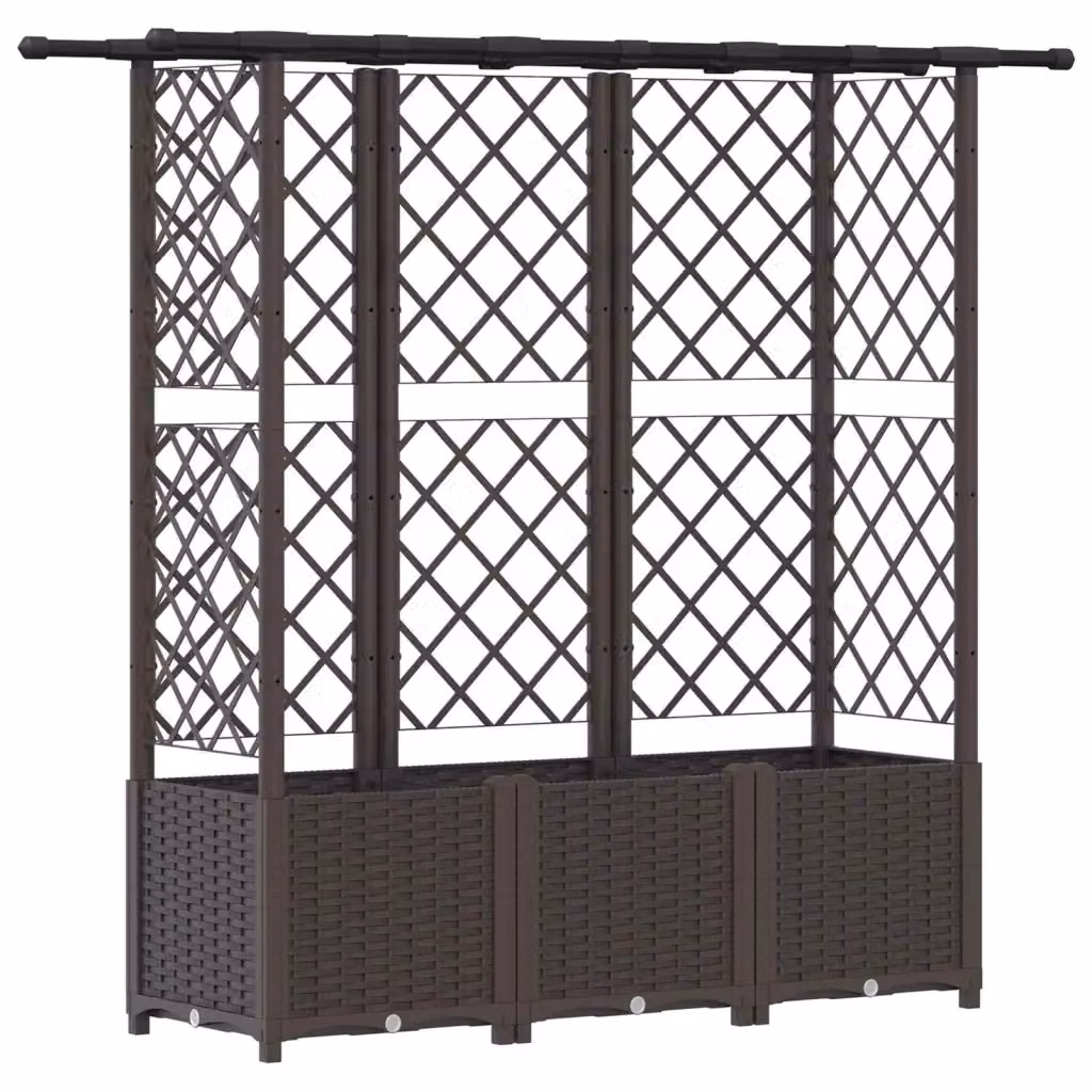 Letto rialzato con griglia e tetto vidaXL, colore marrone, L: 162,5 cm, P: 40 cm, H: 136 cm – 2