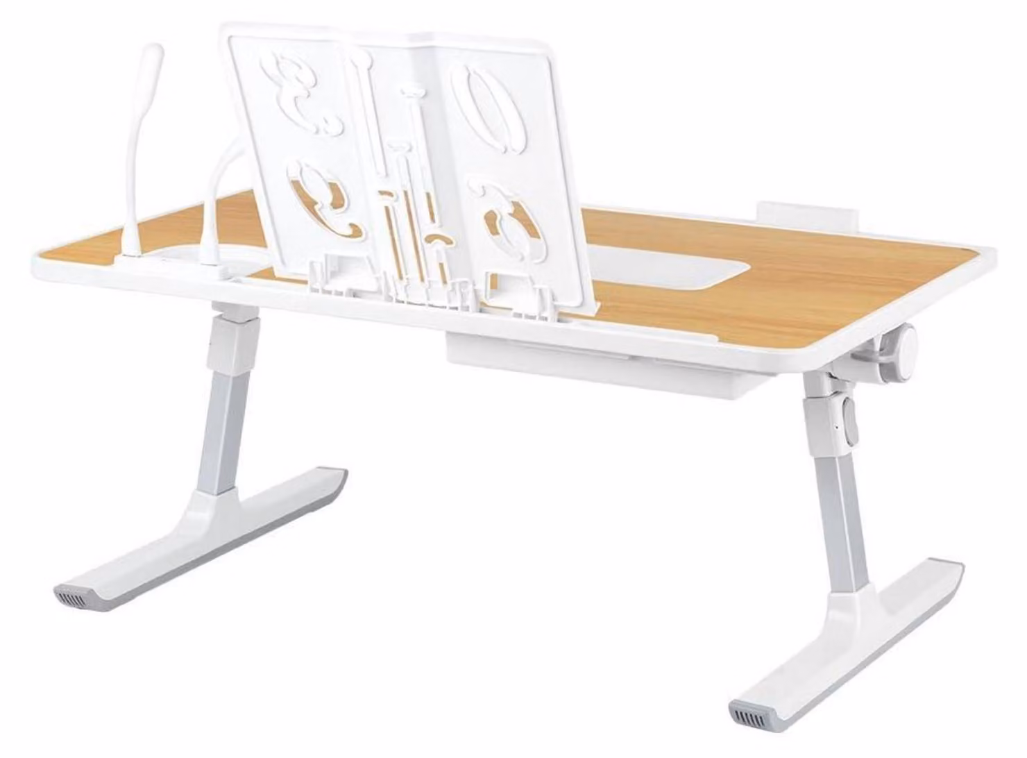 Tavolino regolabile in altezza e inclinazione, pieghevole, dimensioni 60 x 40 x 26-39 cm, colore noce