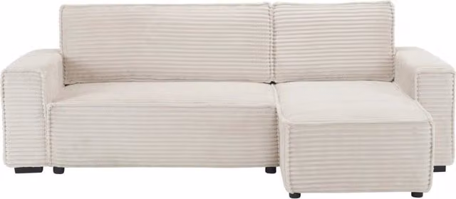 Divano angolare in velluto a coste "Opera" - 3 posti - Beige
