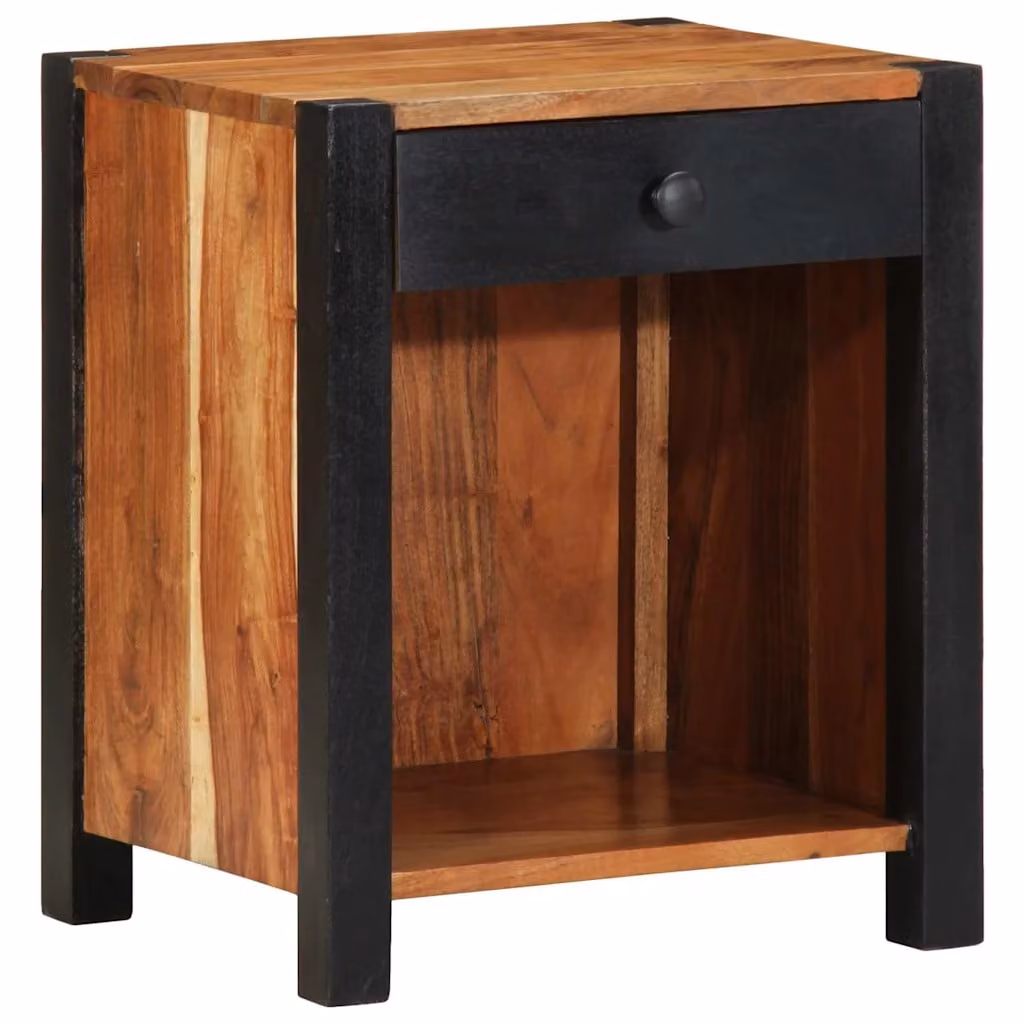 Armadio da notte vidaXL in legno di acacia color marrone rustico L 40 cm x P 35 cm x H 50 cm