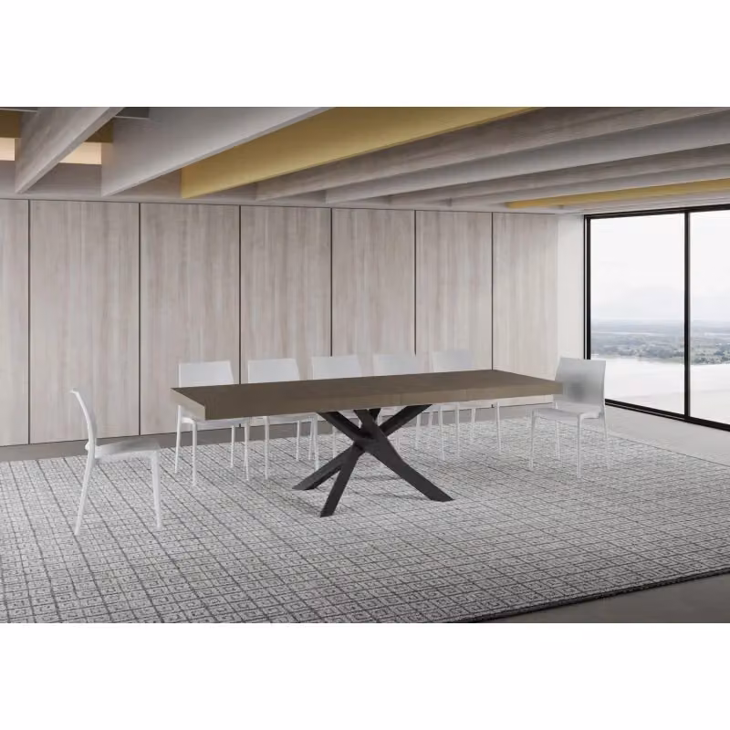 Tavolo allungabile Volantis Premium ITAMOBY con telaio in metallo antracite e piano tortora L: 160-420 cm, P: 90 cm – 2