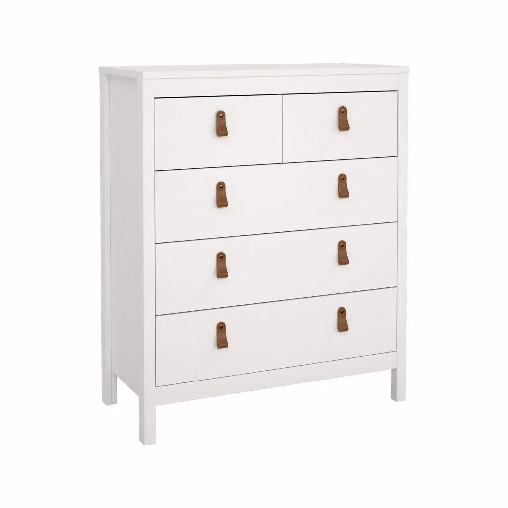 Cassettiera Nicholas DMORA bianca per camera da letto e soggiorno L 82 cm, P 38 cm, H 99 cm – 2