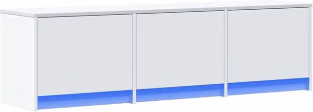Credenza per TV bianca con illuminazione LED integrata in stile rustico, L 140 x P 34 x H 40 cm