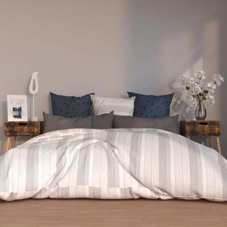 Set di 2 comodini moderni vidaXL in legno multistrato color rovere fumo, L/P/H: 40 x 40 x 56 cm