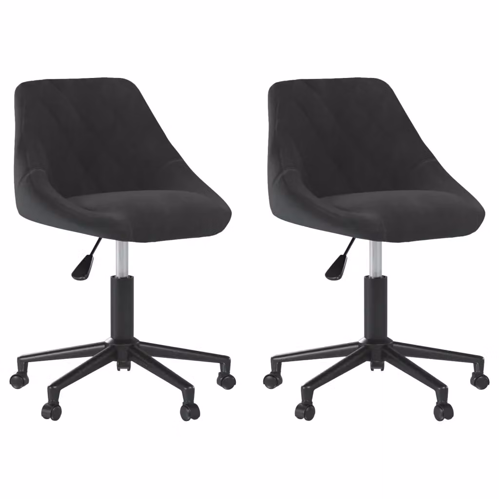 Set di 2 sedie da pranzo girevoli vidaXL in velluto nero con altezza regolabile e ruote – 2