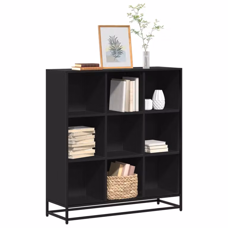 Libreria Industrial vidaXL Nera in Metallo e MDF L: 97,5 cm, P: 33 cm, H: 107,5 cm