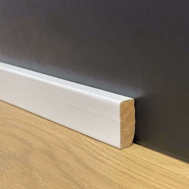 Battiscopa squadrato in legno massello Eternal Parquet laccato bianco L: 30 cm