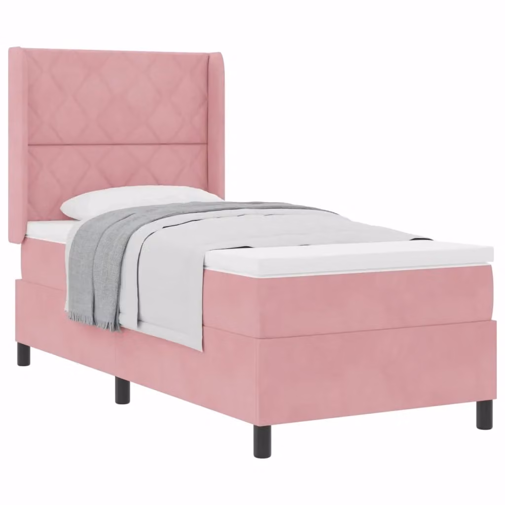 Letto a molle con testiera in velluto rosa vidaXL L/P/H: 200 x 100 x 103 cm – 2