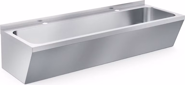 Lavabo Combisteel con accessori e alzatina in acciaio inox 1200x425x165mm