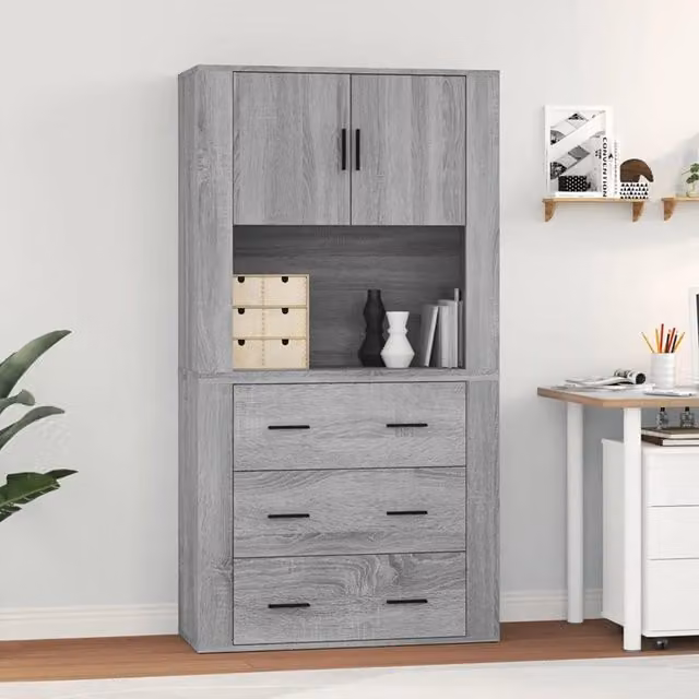 Credenza-Buffet-Armadio da cucina Grigio Sonoma in Legno Multistrato 391661
