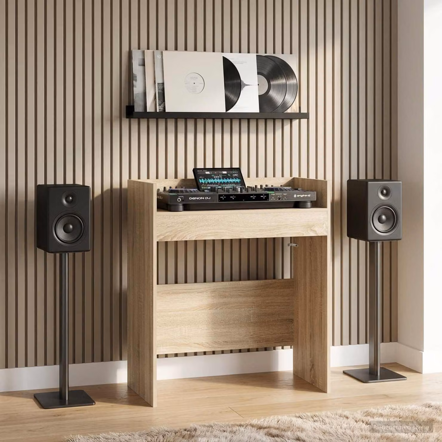vidaXL Tavolo DJ moderno in legno ingegnerizzato Rovere, L 62 cm x P 45 cm x H 102 cm
