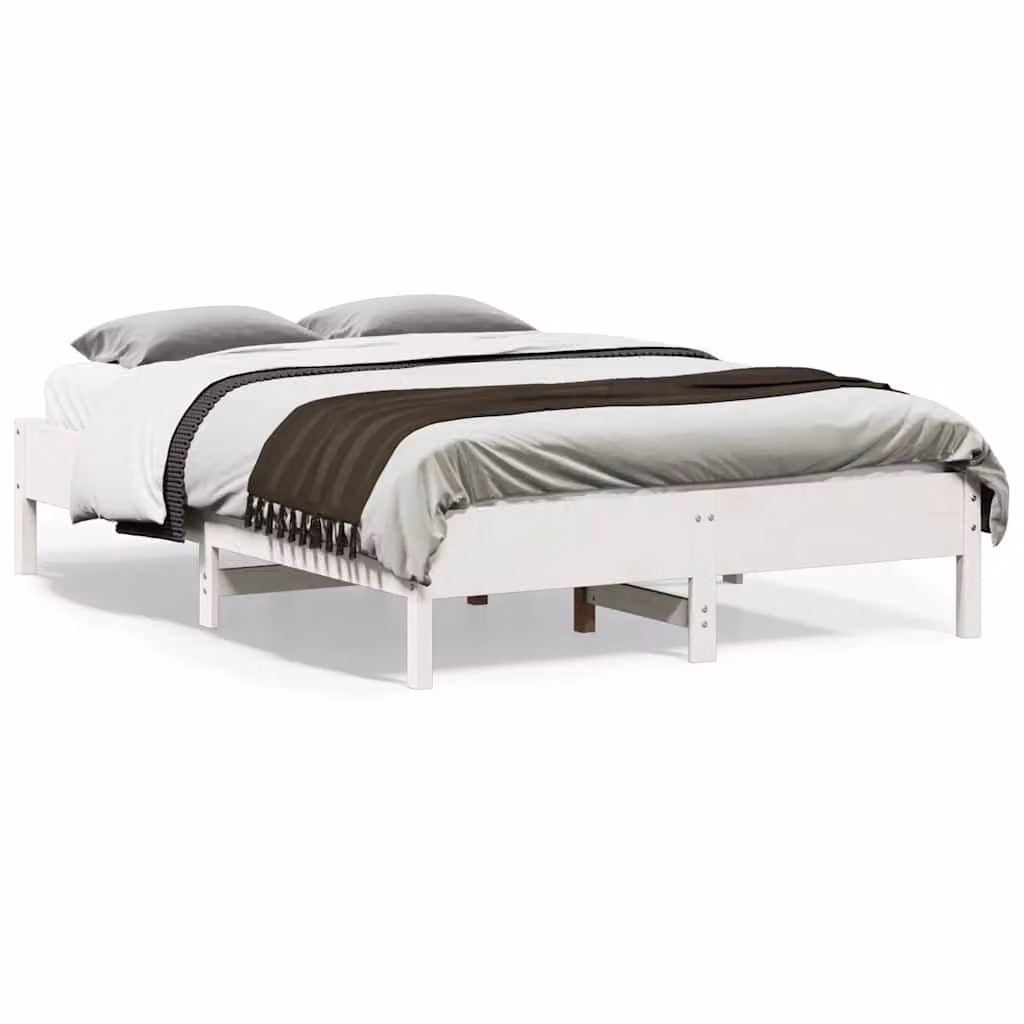 Letto senza materasso vidaXL in legno massello di pino bianco con doghe fisse L: 140,5 cm, P: 195,5 cm, H: 36,5 cm