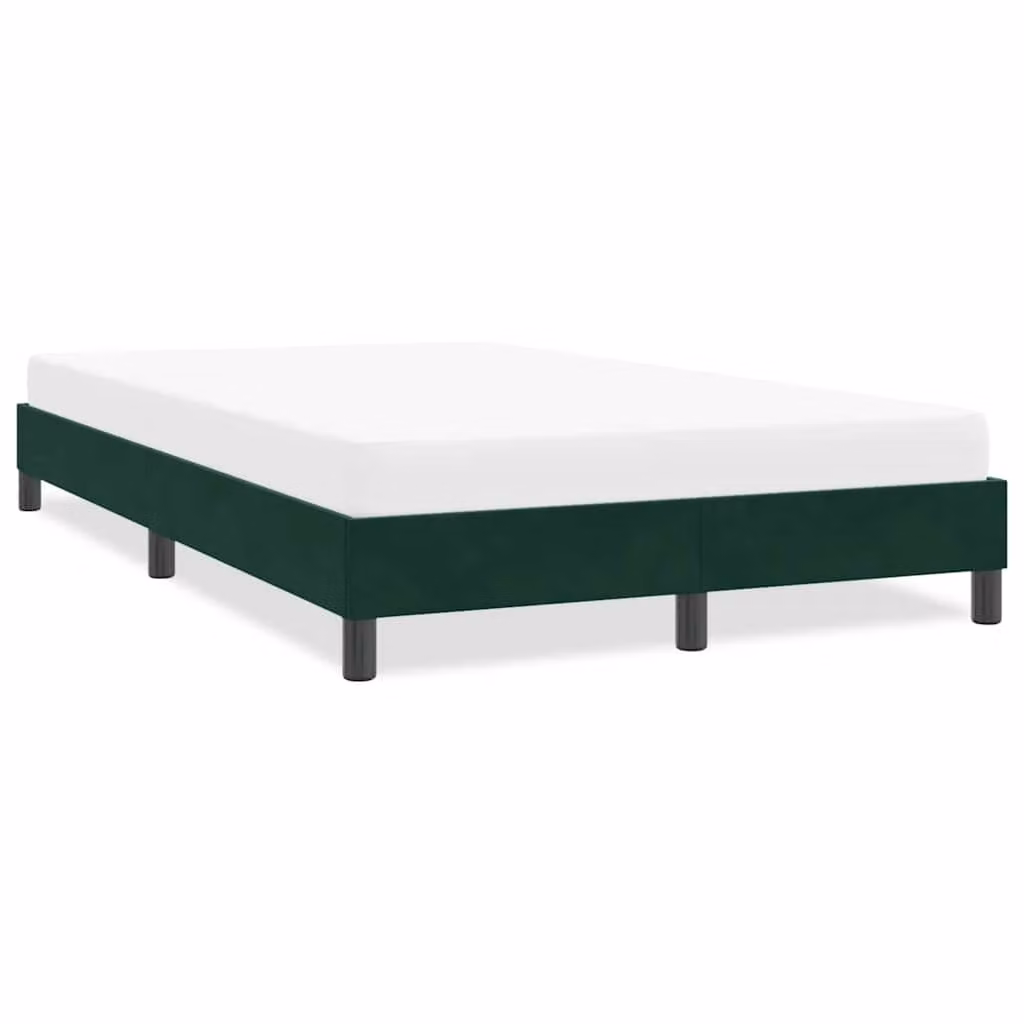 vidaXL Giroletto in Velluto Verde Scuro con Listelli in Legno L/P/H: 120 x 213 x 25 cm