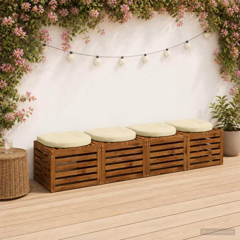Set di 4 cuscini rotondi per sedia vidaXL in poliestere, colore beige