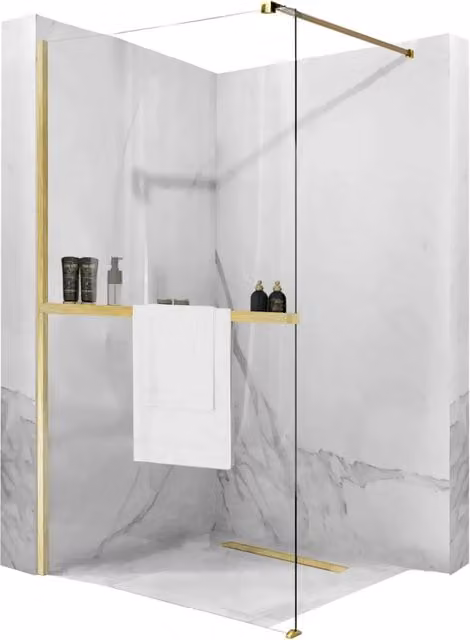 Parete Doccia Rea Aero Gold Brush N 120 Walk In + Evo