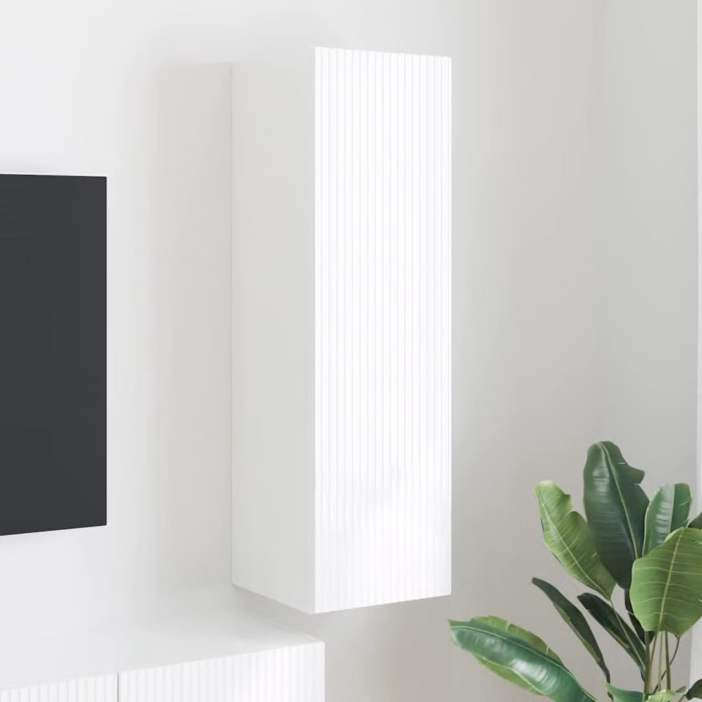 Mobile TV da parete moderno vidaXL in legno MDF Bianco L/P/H: 30 x 31 x 100 cm
