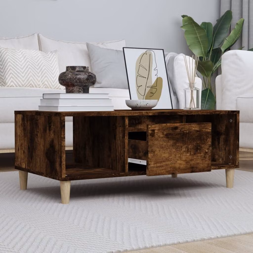 The Living Store tavolino in rovere fumé 90x50x36,5 cm materiale in legno