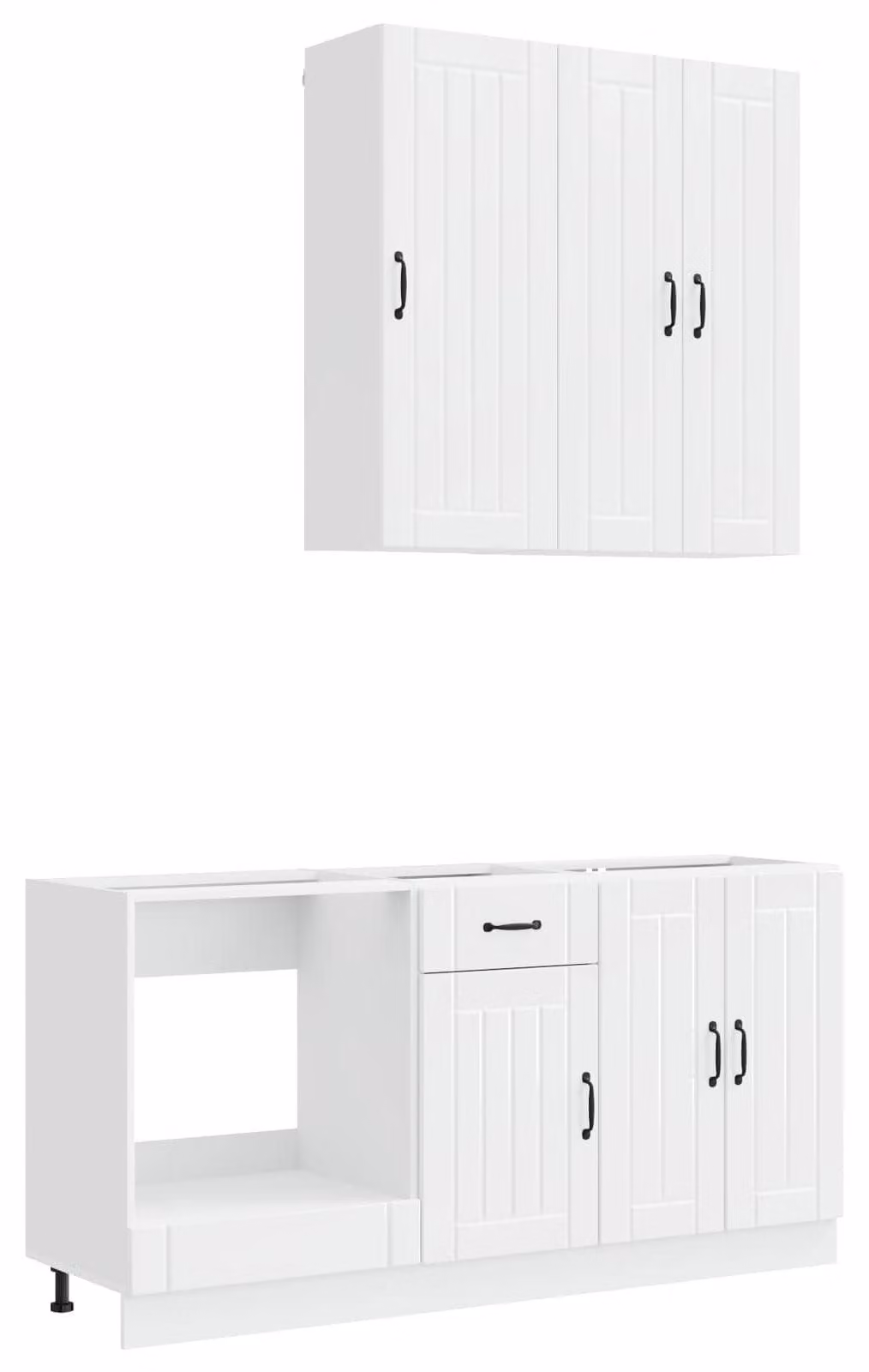 Set da cucina LUCCA, 5 pezzi, in legno impiallacciato bianco lucido