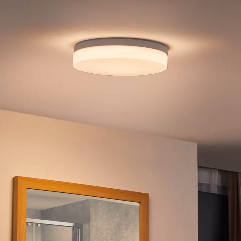 Plafoniera a LED Wynion PRIOS, dimmerabile, Bianco / Opale, Bagno, Plastica, Moderno, Plafoniera LED