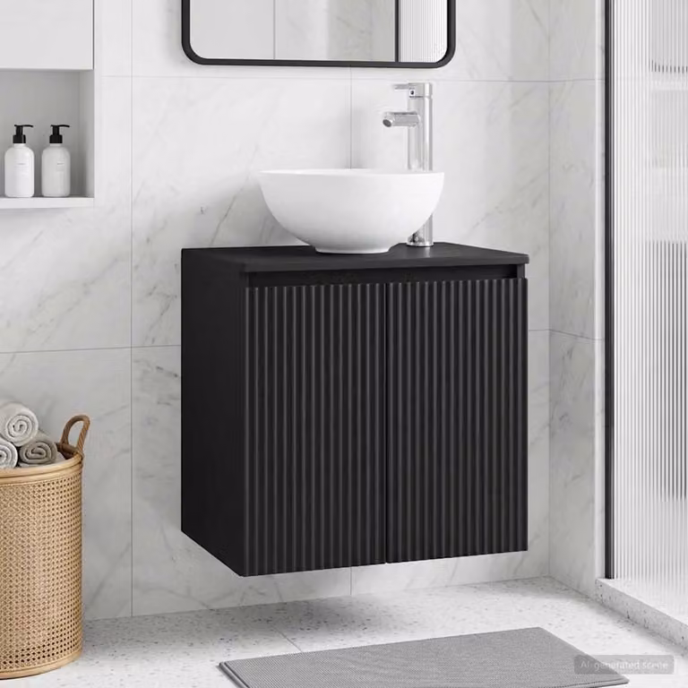 Lavabo da parete moderno vidaXL nero L: 49,5 cm, P: 41 cm, H: 64,5 cm