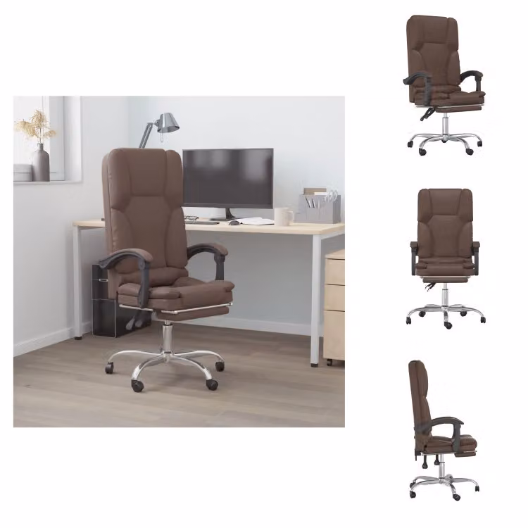 vidaXL Sedia da ufficio con funzione massaggio in Pelle finta marrone - Sedie da ufficio