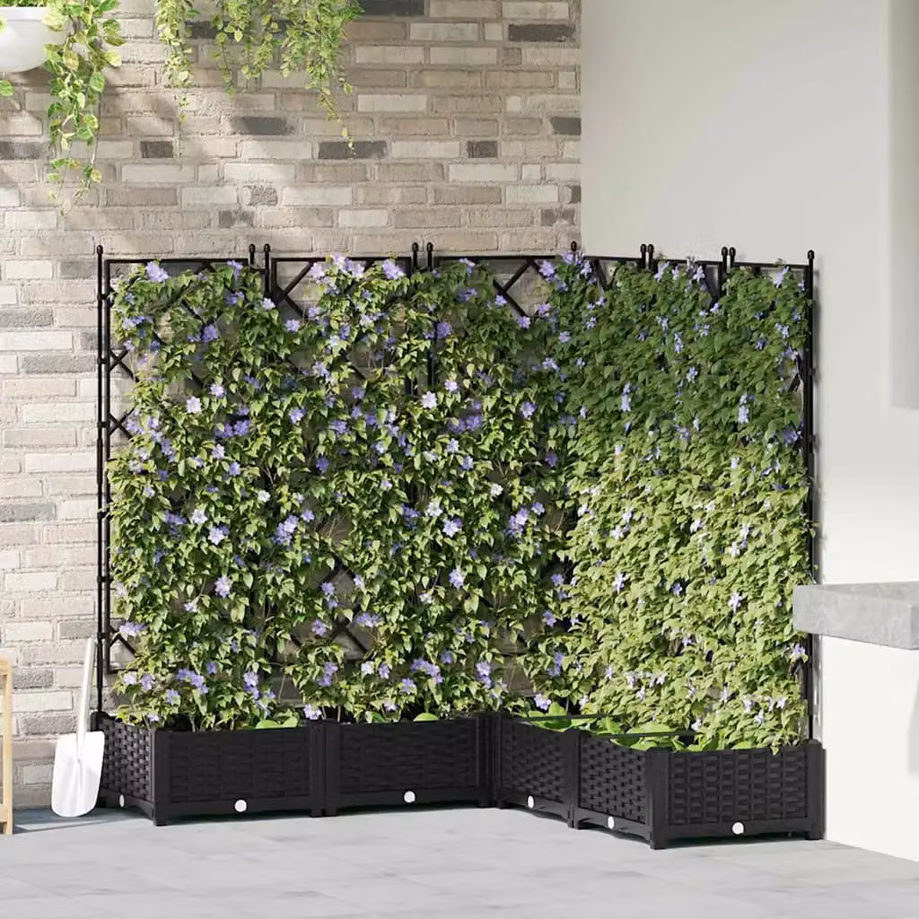 Set di 5 vasi da giardino vidaXL in plastica nera, L/P/H: 120 x 120 x 125,5 cm