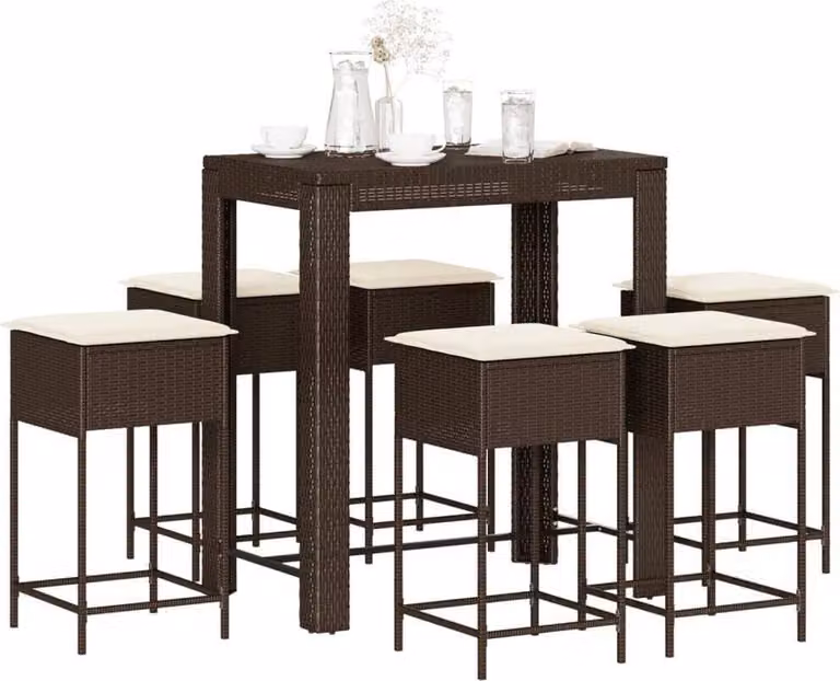Maison Exclusive - Set da giardino da 7 pezzi con cuscini, in polyrattan marrone