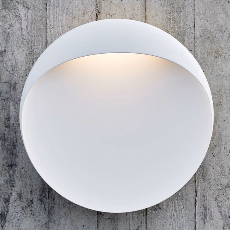 Louis Poulsen Applique da esterni a LED Flindt, dimmerabile, Bianco / Opale, Soggiorno / Sala da pranzo, Alluminio, Design, Applique LED da esterni