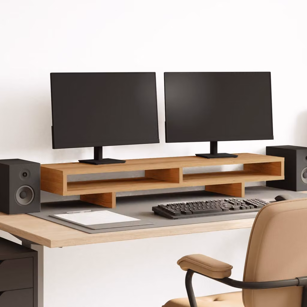 Supporto per Monitor vidaXL in MDF Rovere Artigianale, Marrone, L 100 cm x P 27 cm x H 15 cm