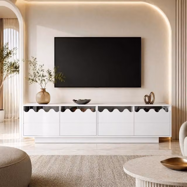 MOBILE TV 170x40x45 cm Bianco con 4 ante in MDF e pannello truciolare