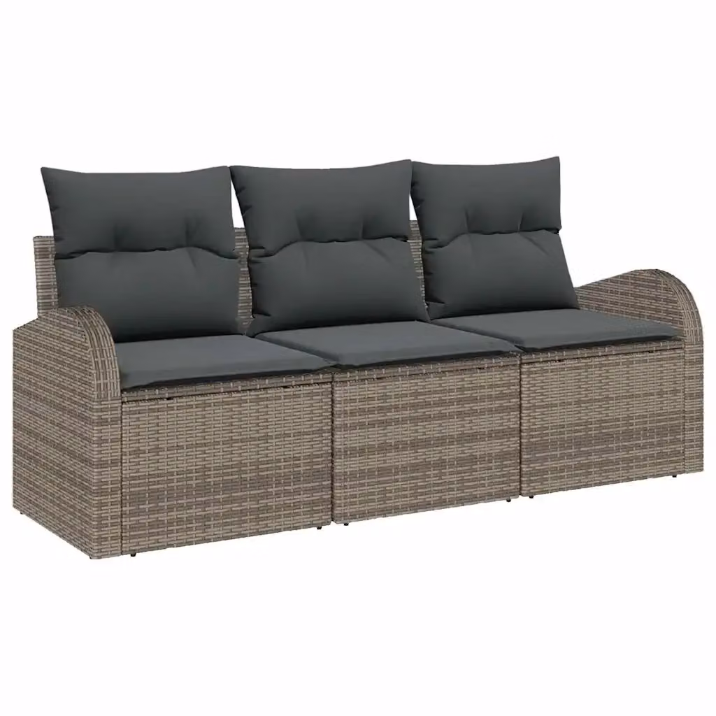 Set Divano da Giardino 3 Posti vidaXL Grigio con Cuscini Imbottiti e Struttura in Metallo – 2