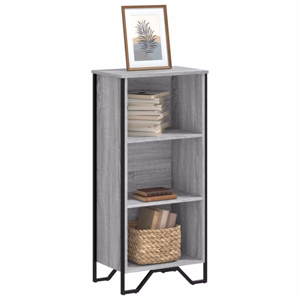Libreria moderna vidaXL in legno e metallo Grigio, L 50 cm x P 31 cm x H 106 cm