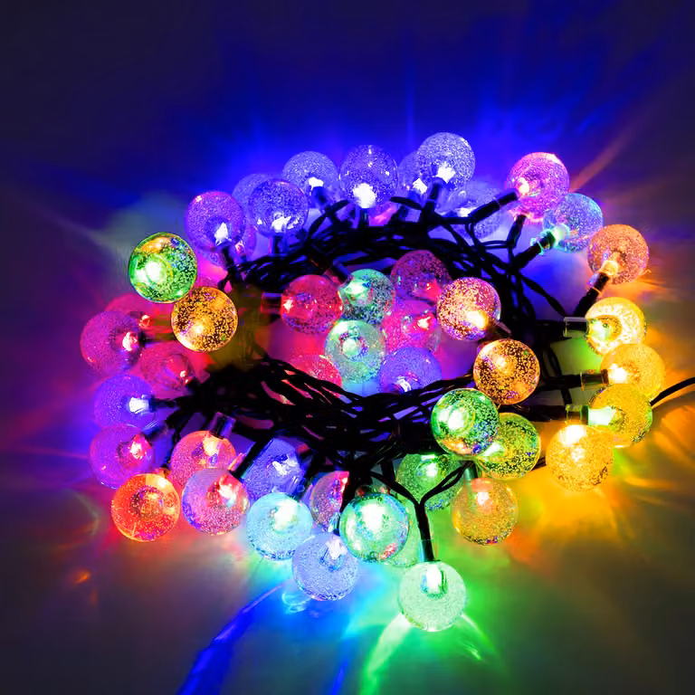 Dictrolux Catena Luminosa con 48 LED a Sfera Multicolor, Lunghezza: 4,8 m