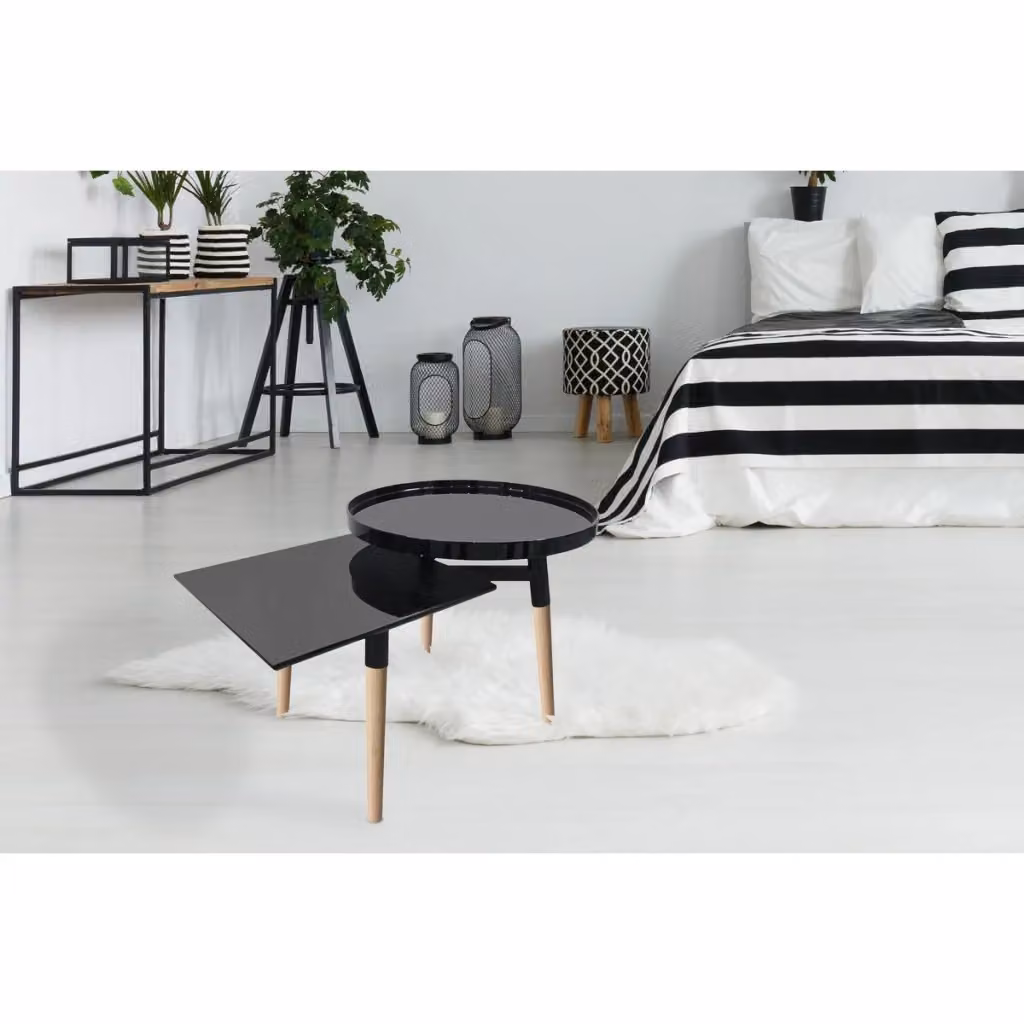 Tavolino Butler 200 KENDRA HOME in bambu e MDF nero lucido e marrone – 2