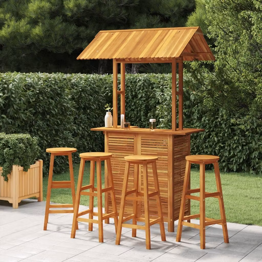 The Living Store 5 pezzi. Set bar da giardino in legno massiccio di acacia