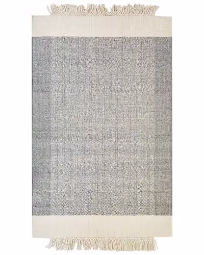 Tappeto lana grigio e bianco sporco 140 x 200 cm fatto a mano geometrico