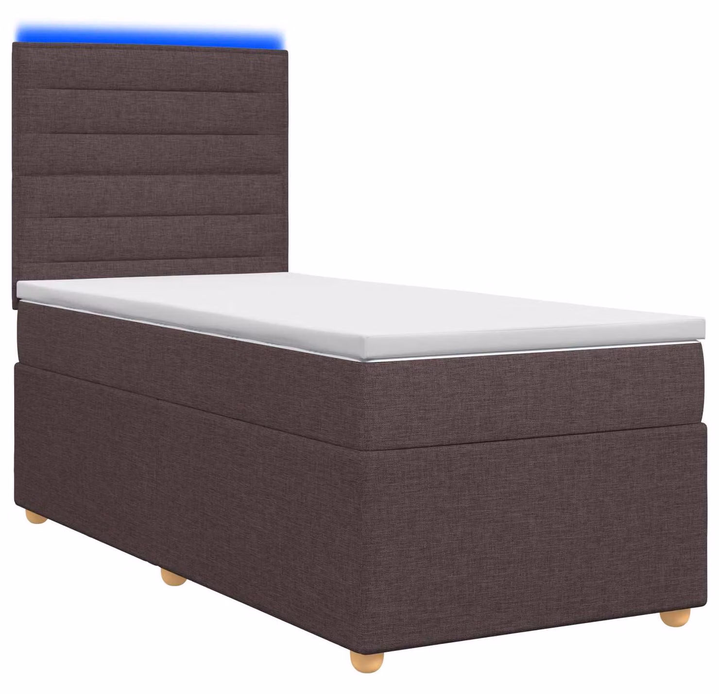 Letto a molle con materasso marrone scuro 100 x 200 cm in tessuto