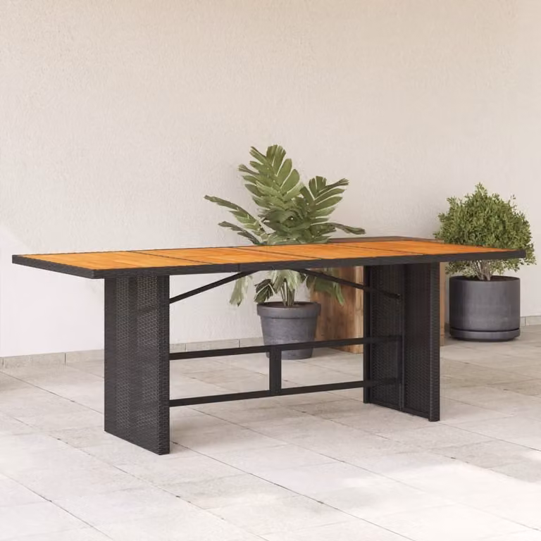 Maison Exclusive - Tavolo da giardino con piano in legno di acacia, dimensioni 190x80x74 cm, struttura in rattan sintetico