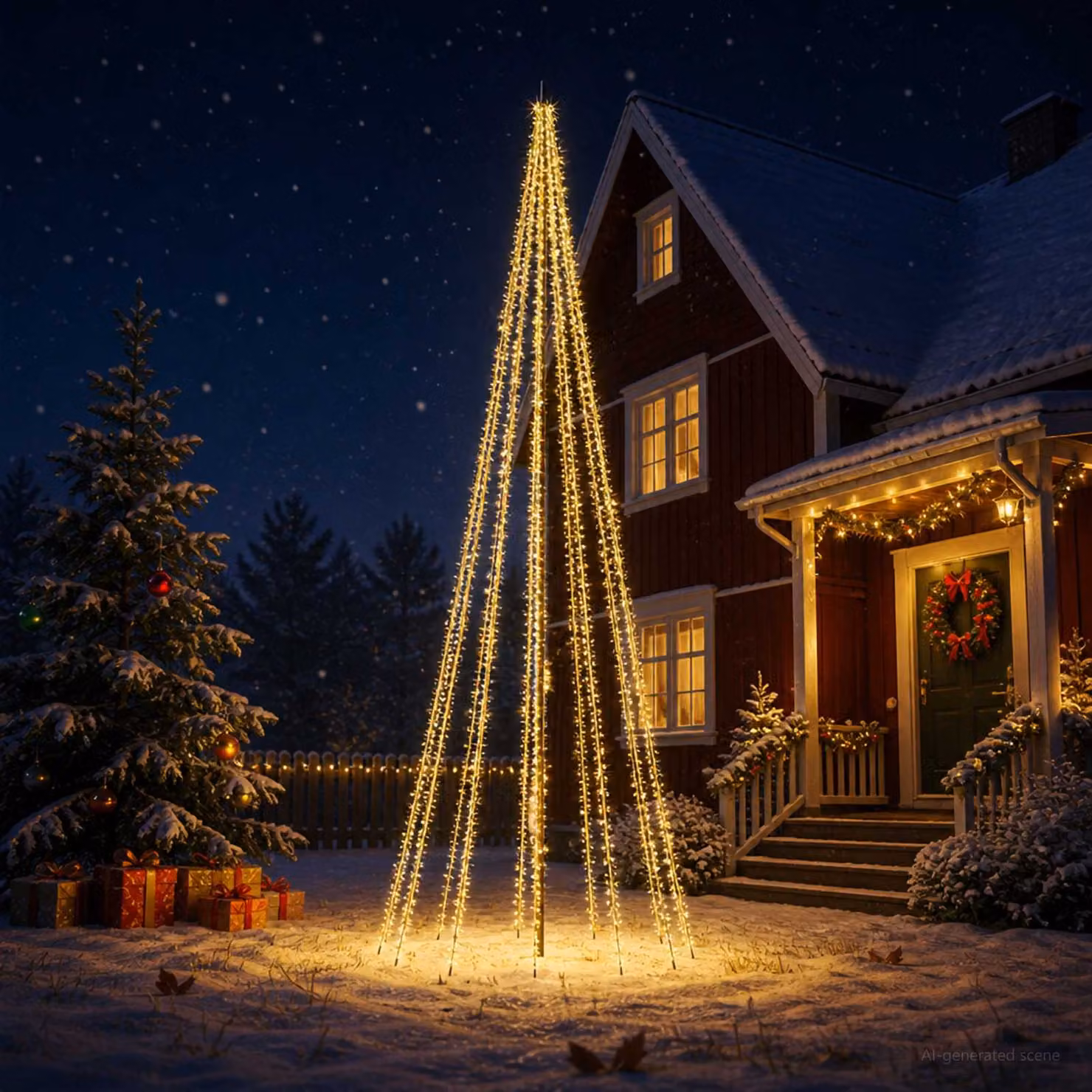 vidaXL Albero di Natale LED 385 cm 2460 LED Bianco caldo Acciaio Nero