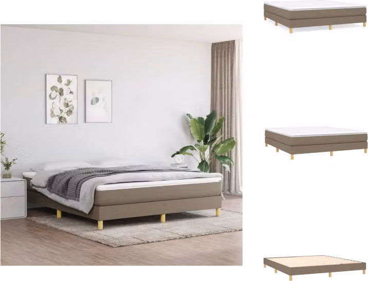 vidaXL Letto a molle con materasso in tessuto taupe 180x200 cm - Letti e strutture letto