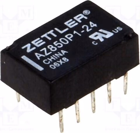 1 relè: bobina elettromagnetica, 24 VDC, 0,5 A / 125 VAC, 1 A, modello AZ850P1-24